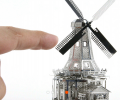 Metal Laser Etching 3D Dutch windmills Steel Model Display